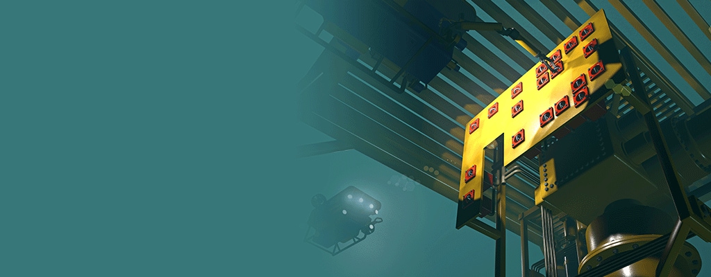 subsea well head with ROV in the ocean