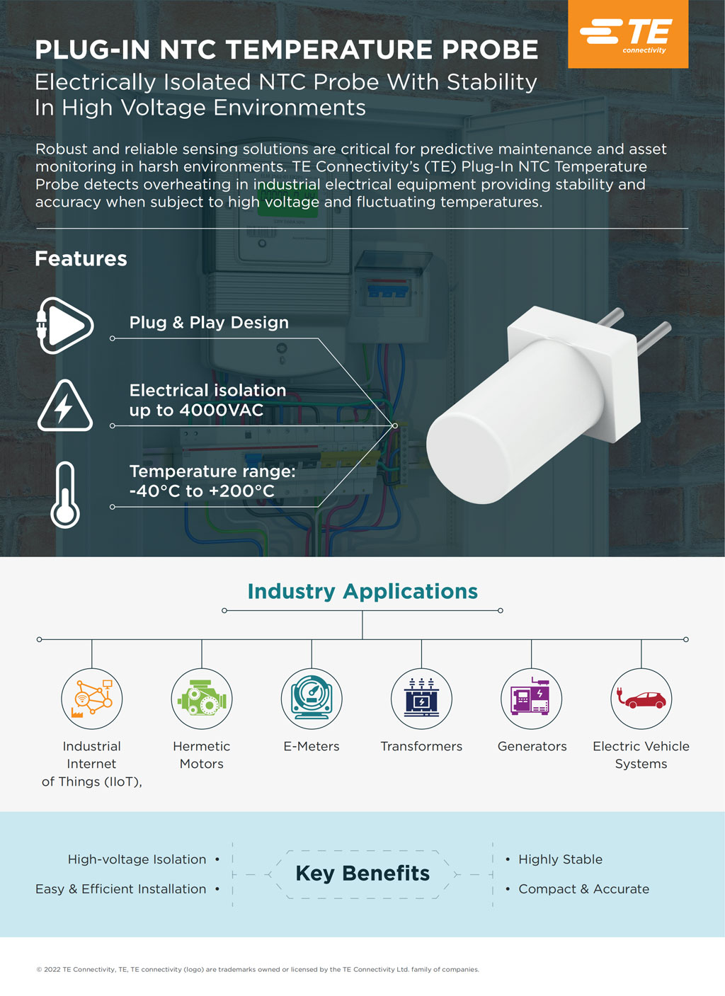 Infográfico da sonda de temperatura NTC plug-in